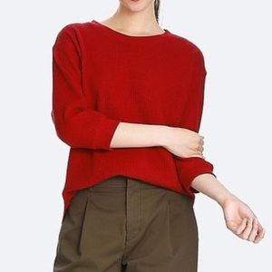 Uniqlo Oversized Waffle Crewneck Shirt